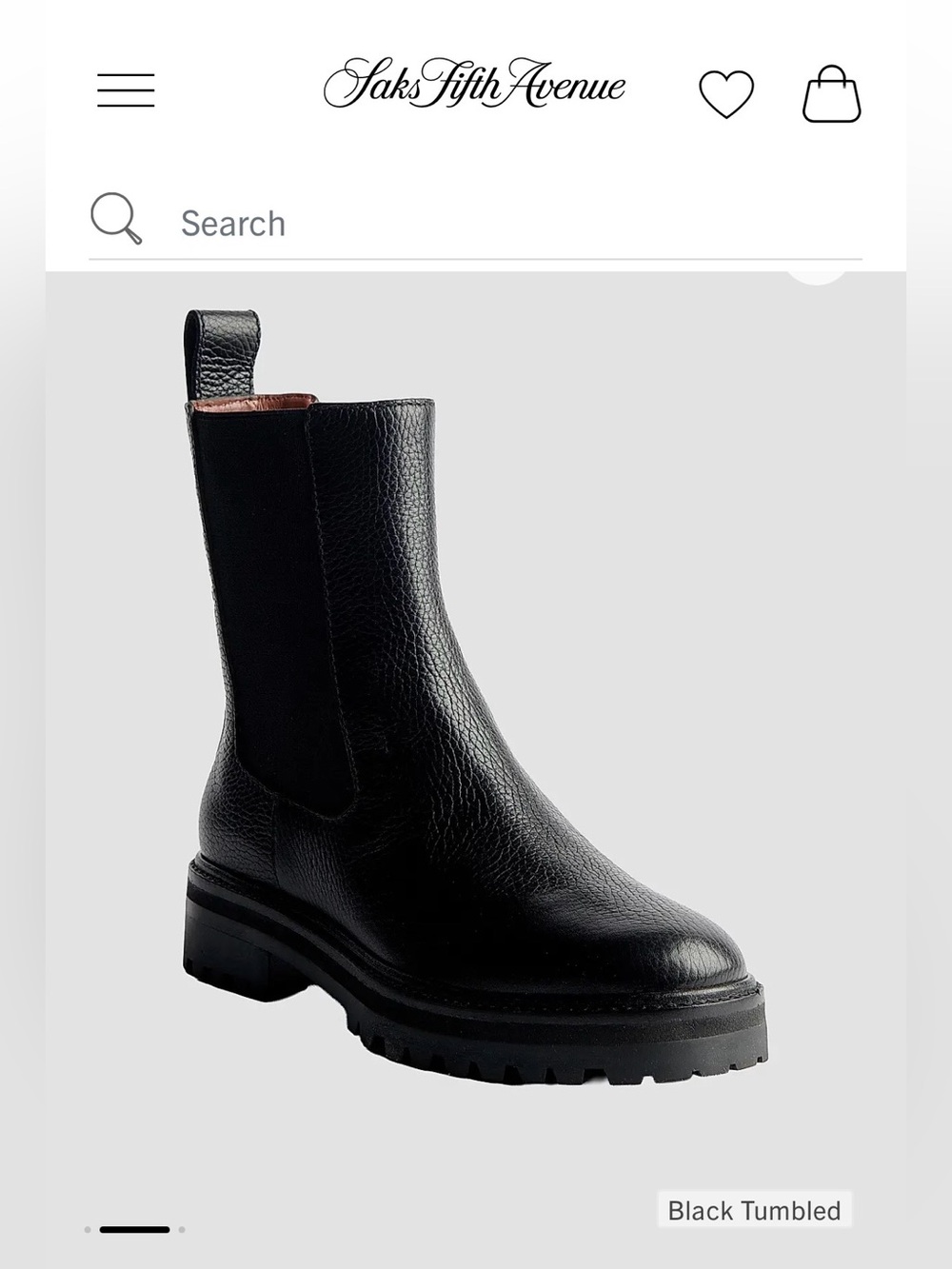 Reformation Black Tumbled Leather Chelsea Lug Boot